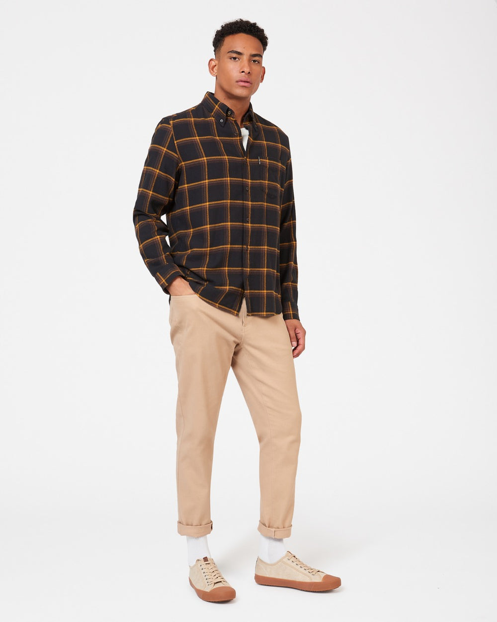 Oversized Brush Check Long Sleeve | Black