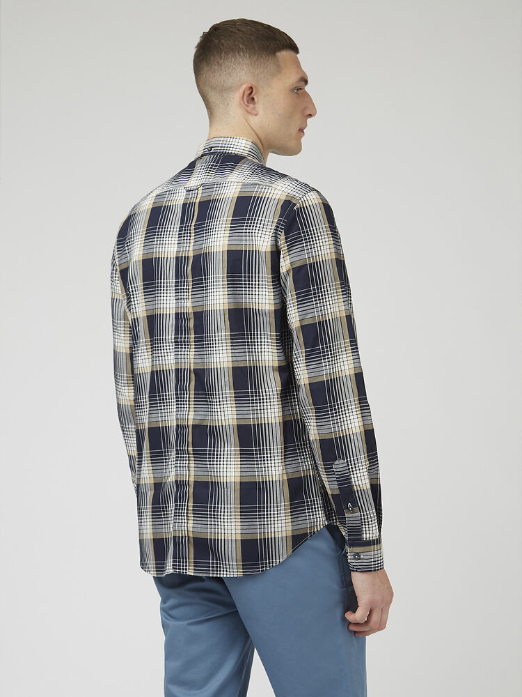 LS Linear Check Shirt | Marine