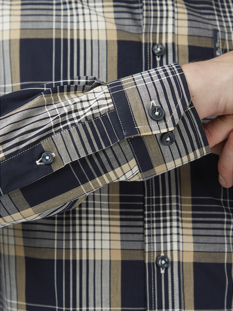 LS Linear Check Shirt | Marine