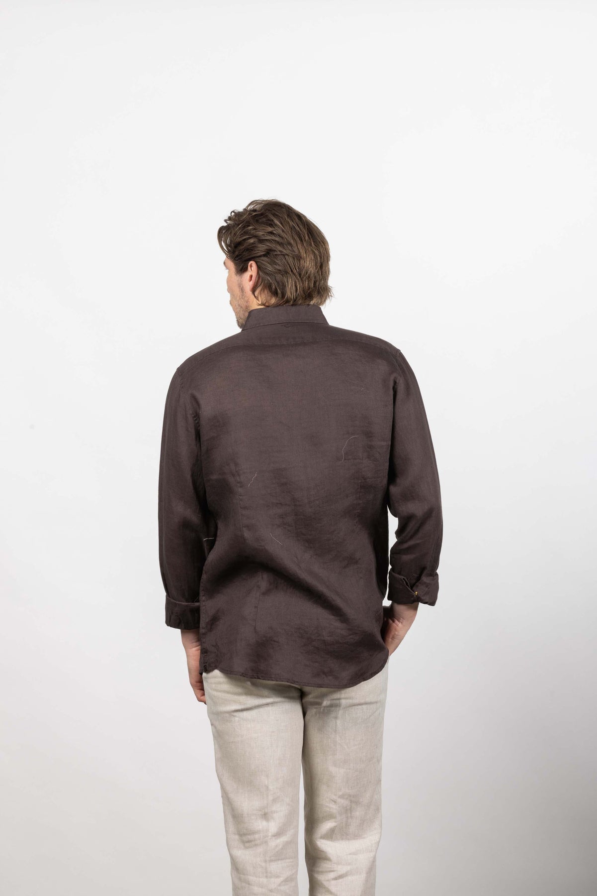 Blake Linen Long Sleeve Shirt | Chocolate