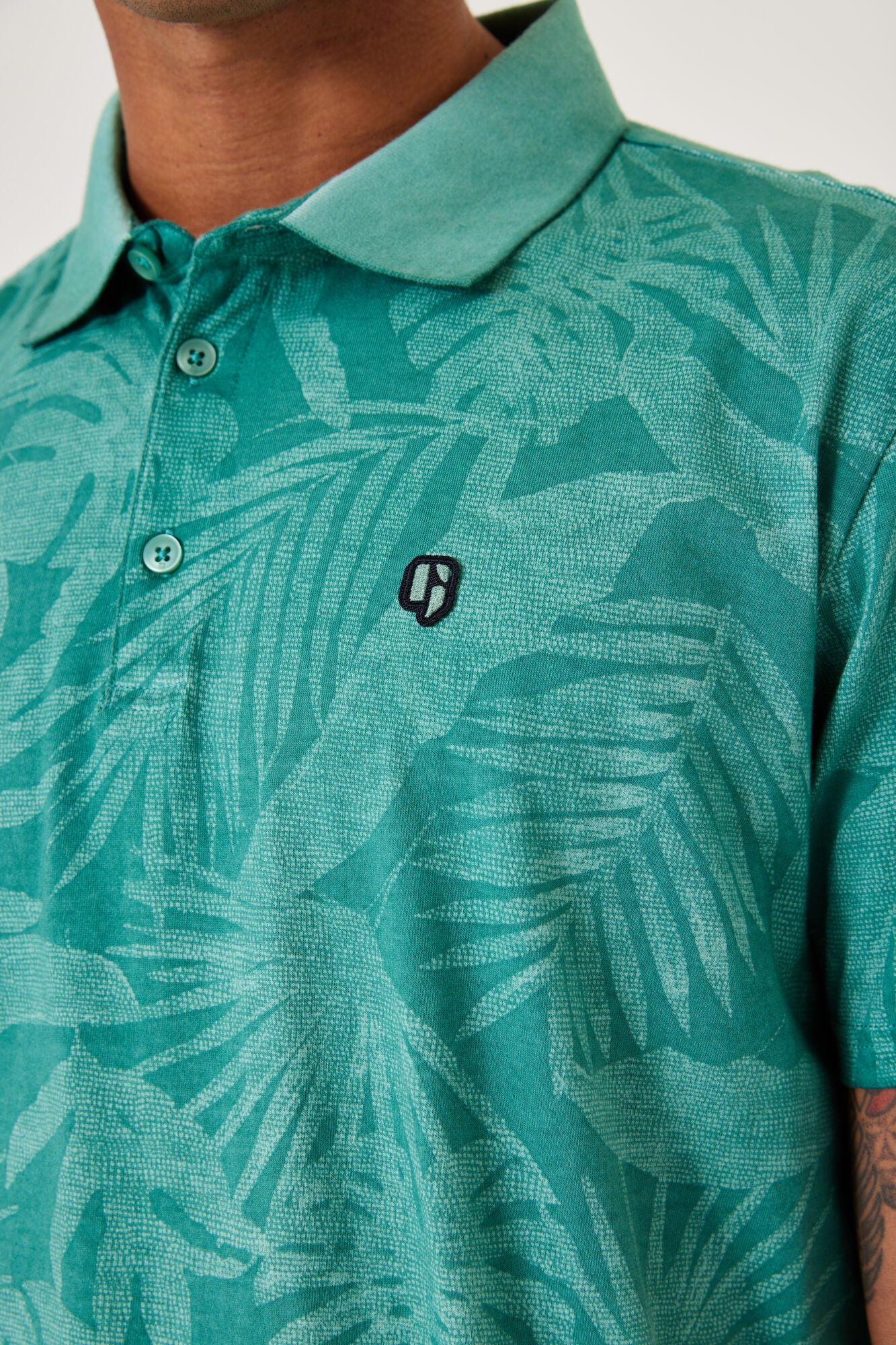 Mens Crew Neck Polo | Seafoam