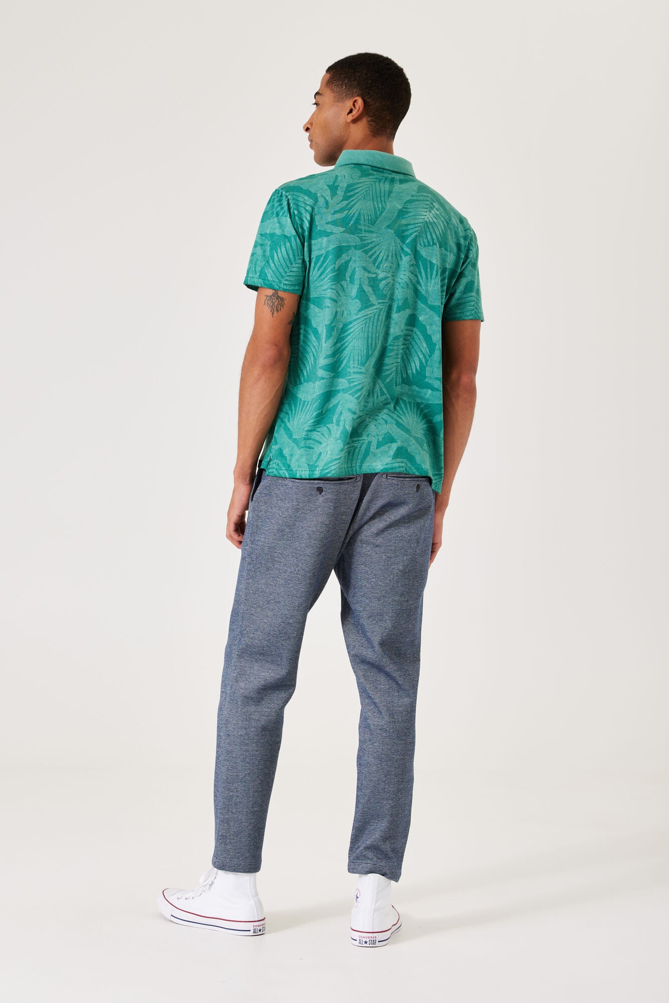 Mens Crew Neck Polo | Seafoam