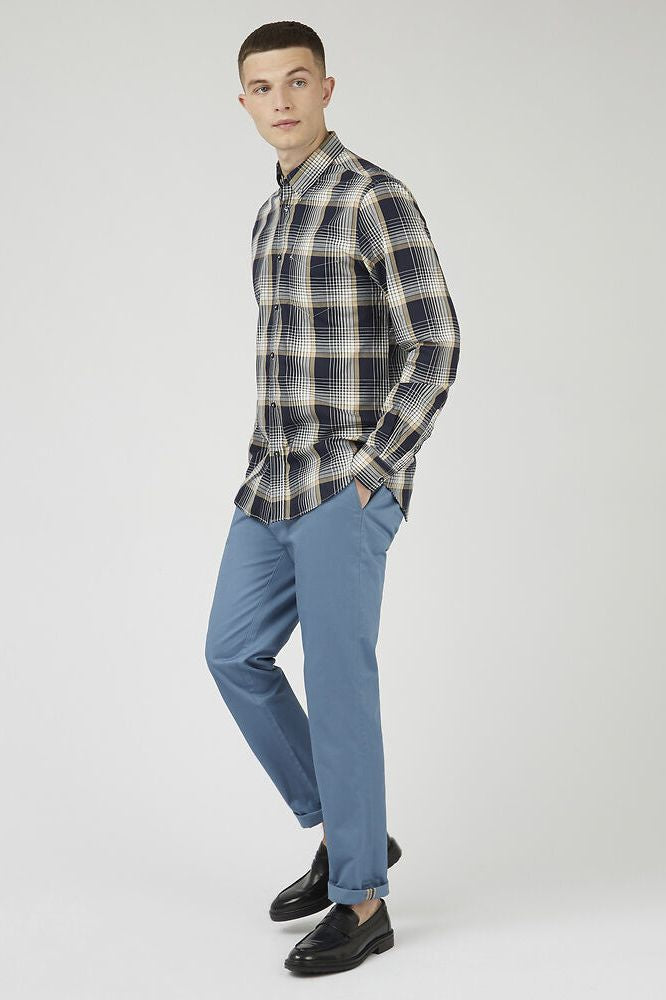 LS Linear Check Shirt | Marine