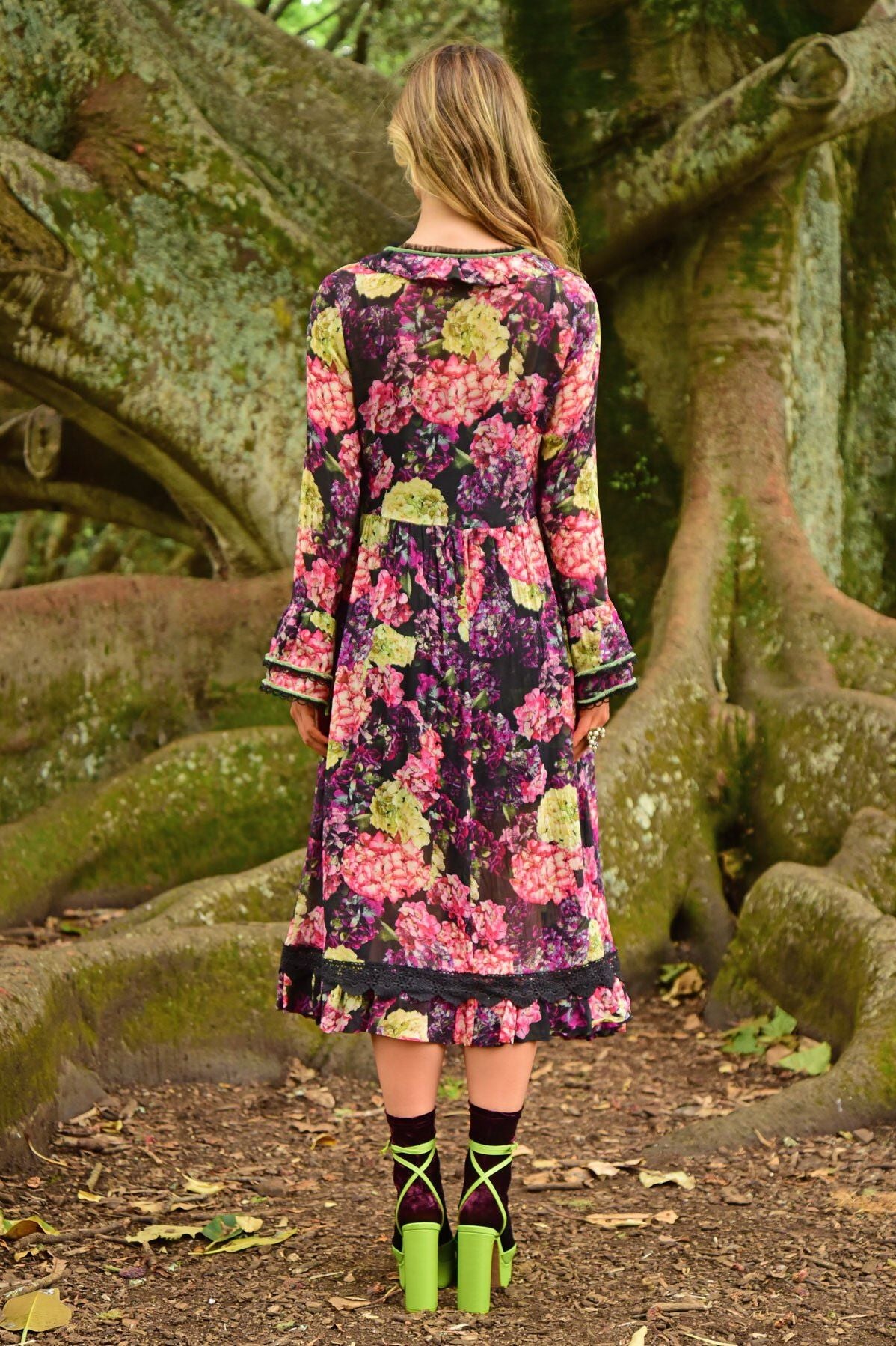 The Time Of Flowers Lives Dress - Hydrangea