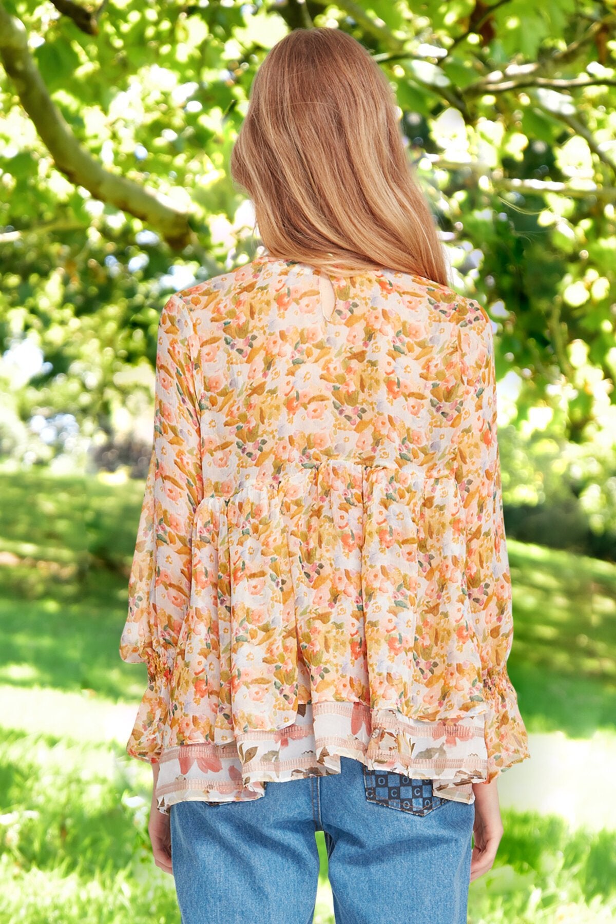 Chiffon Impossible Top | Yellow Floral