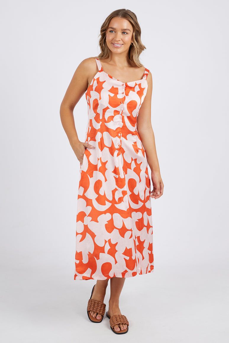 Calypso Print Dress | Orange