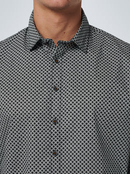Mens Printed Allover Stretch Shirt - Off White